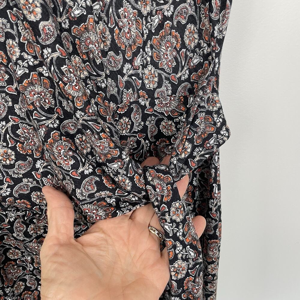 Boden Knot Front Jersey Midi Dress Size 6R Black Block Paisley Print Career Work - Picture 5 of 8